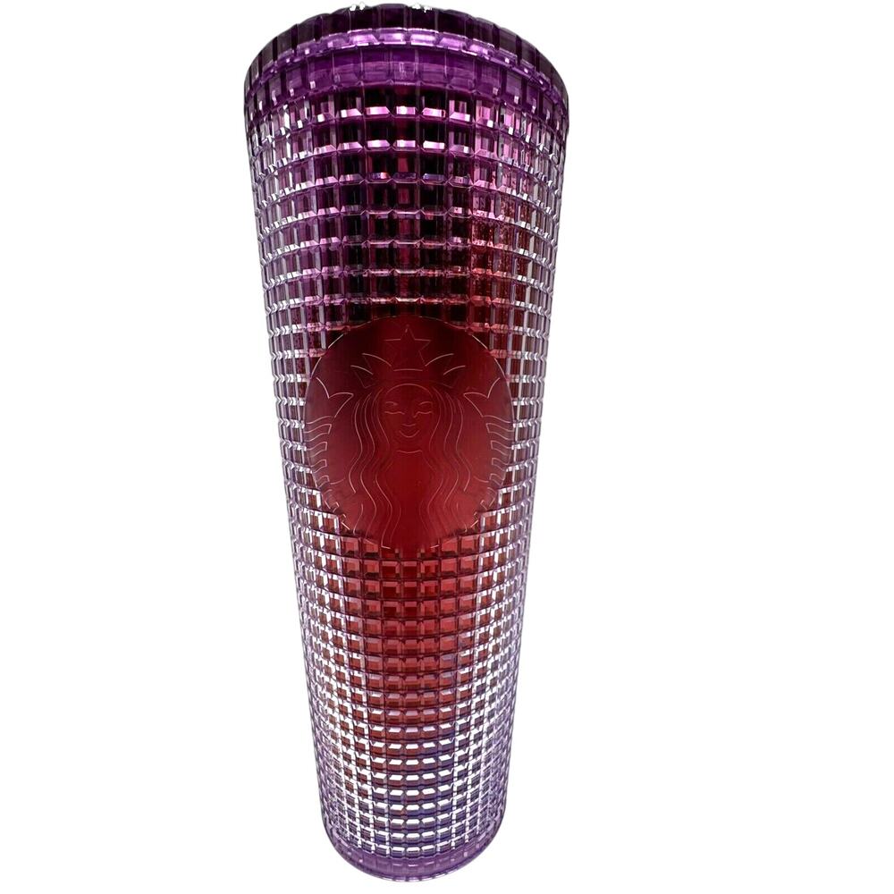 STARBUCKS Purple Gradient Studded Diamond Grid Cold Cup 24 oz Venti Tumbler 2021